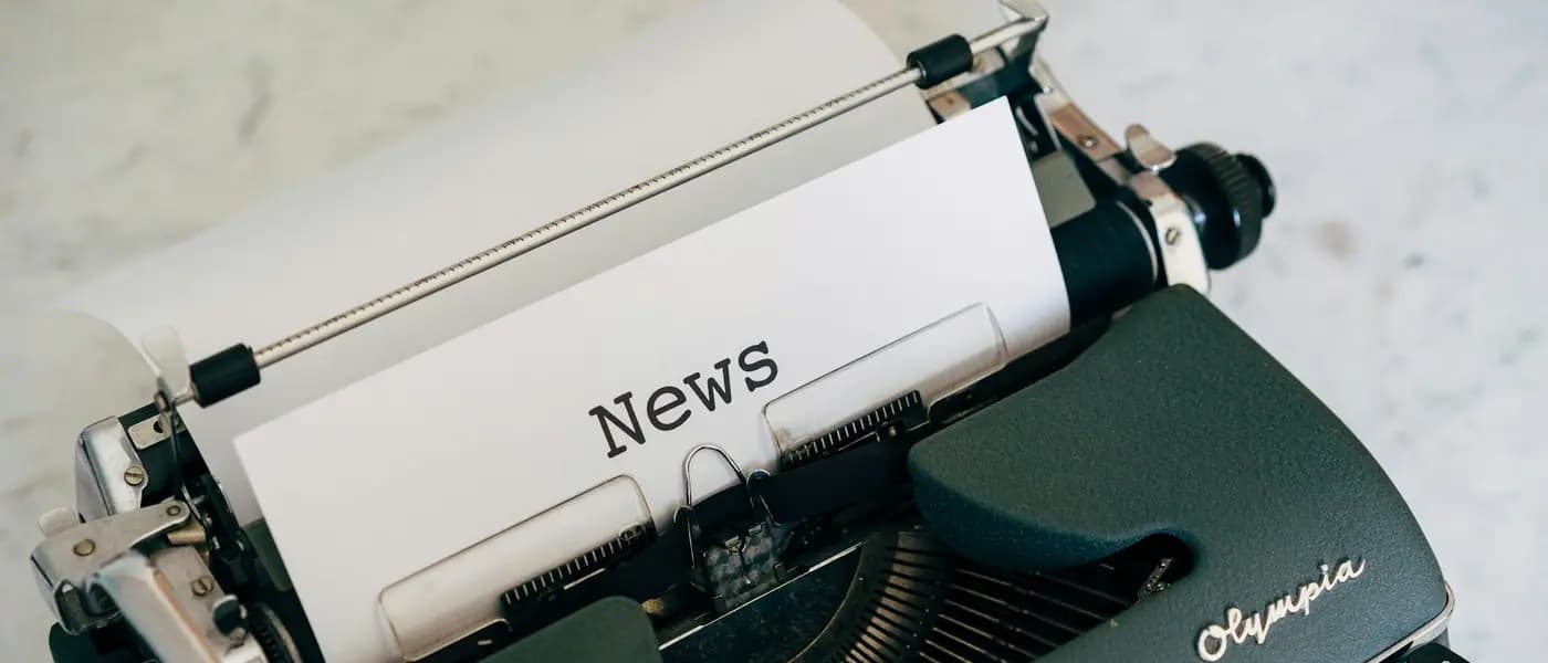 Typewriter with a page headed News for digital PR and media placements