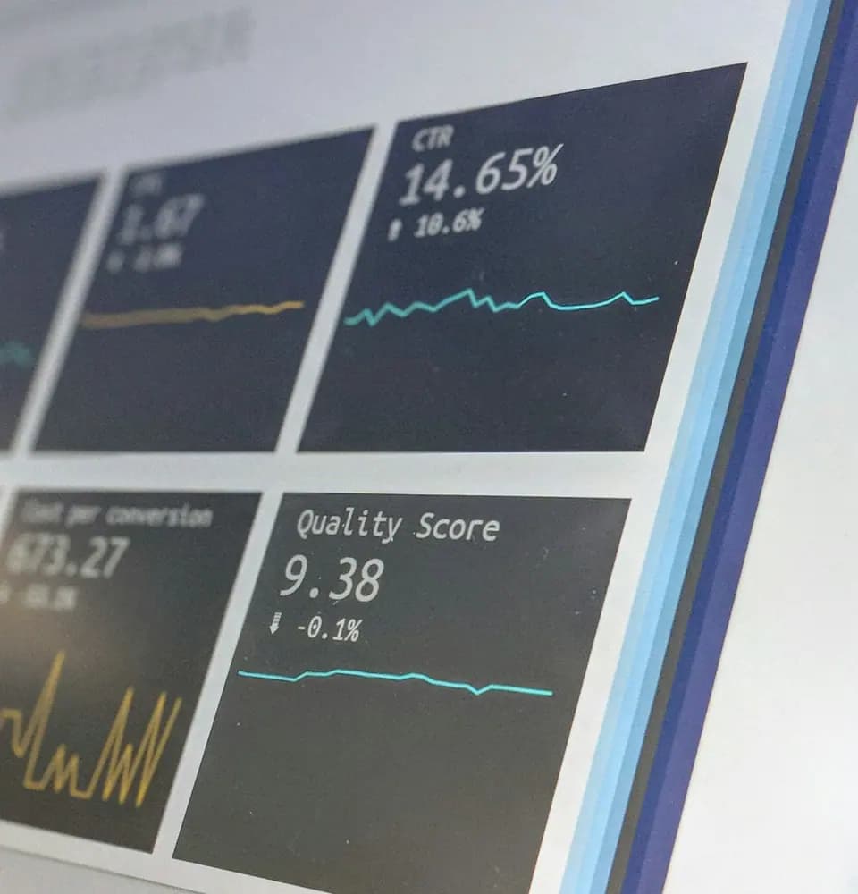 Ad performance metrics on a screen representing Google Ads management services