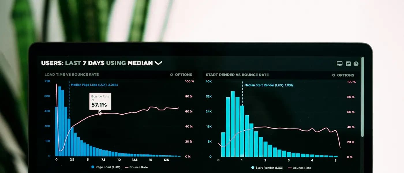 Website analytics dashboard on a dark screen for SEO services in India